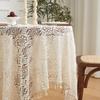 Retro Hollow Crochet Tablecloth Rectangular Round Dining Table Coffee Table Tablecloth Cabinet Cover Towel Household