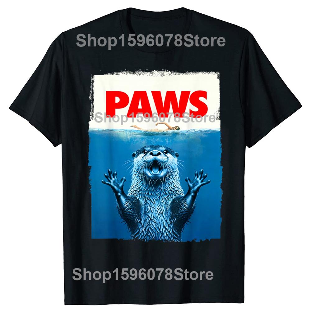 Paws Funny Otter Lover TShirt Summer Men Women Clothing Fashion T Shirts Cotton Short Sleeve Oversized Loose Tshirt Tops
