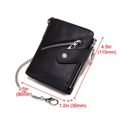 Humerpaul Fashion Women Wallets Genuine Leather Bi-fold Wallet Quality Designer RFID ID Card Holder With Coin Purse Chain Portfel Damski