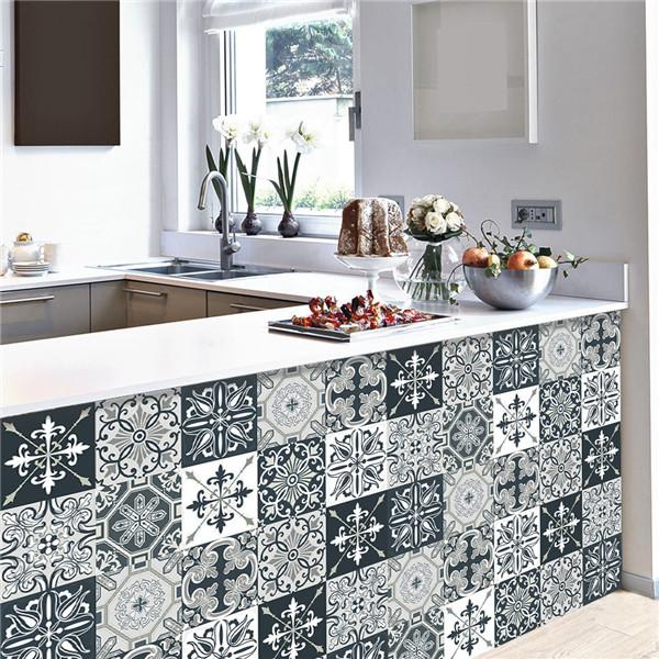 10x10/15x15/20x20/30x30cm PVC Flower Tile Tiles Decals Waterproof Wall Sticker Bathroom Sticker Kitchen Decoration
