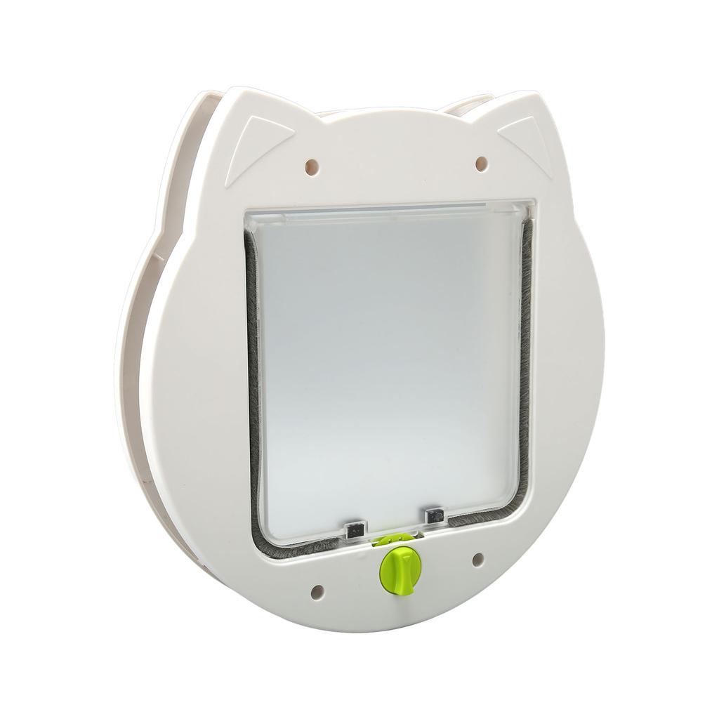 Pet Flap Door 4 Way Locking Noiseless Weather Resistant Cat Door for Bedroom Litter Box White