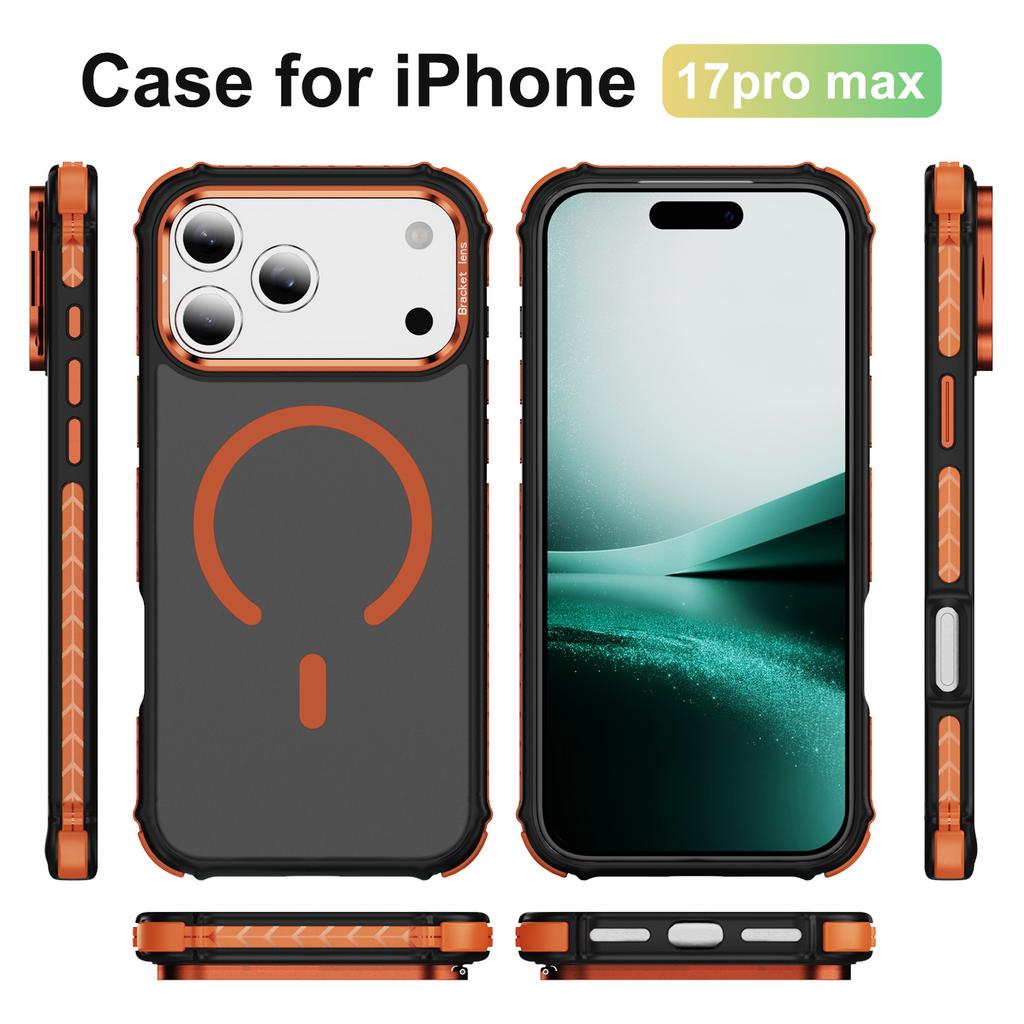 For iPhone 17 Pro Max Case with Lens Kickstand Matte Phone Back Cover Compatible with MagSafe