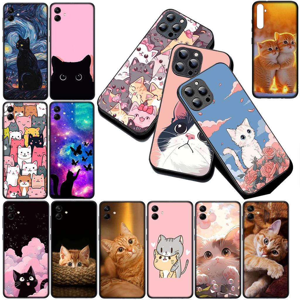 Soft Cover for Samsung Galaxy S20 S22 S21 FE Ultra Plus A07 A17 A15 A16 A25 A57 A37 Casing Phone Case Comics Cat Meow Lovely
