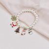 Cross-Border Cartoon Christmas Faux Pearl Reindeer and Snowman Elastic Beaded Bracelet with Bow Gift