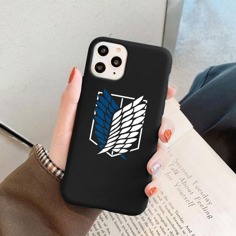 Черный матовый чехол для телефона с японским аниме «Атака Титанов» для iPhone 7 8 6 6S Plus 5 SE 2020 XS 10 11 12 Pro Max Mini X XR, чехол из ТПУ