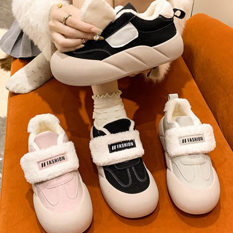 Женские повседневные туфли Bread осень и зима новые бархатные теплые туфли с толстой подошвой увеличенные спортивные туфли женские домашние