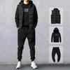 Three-piece Suit Men's Autumn and Winter Hooded Sweater Plus Velvet Clothes Vest Jacket Pants Sports Suit Men's Suit