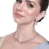 Rose Gold Zircon Necklace Set In Nice Mint Pink for Women