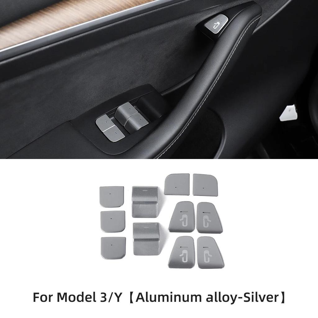 Для Tesla Model3 ModelY 2017-2023 Кнопка подъема окна Декоративная нашивка Аксессуары для интерьера Наклейка на кнопку переключателя стеклоподъемника автомобиля