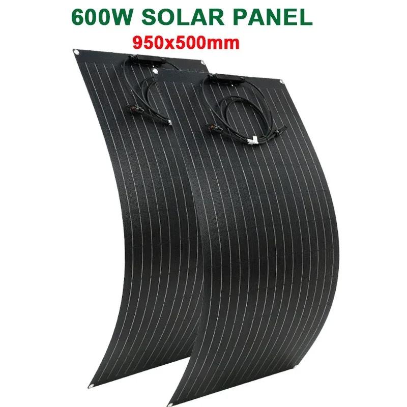 600 Вт 300 Вт Гибкий комплект солнечных панелей 18 В Монокристаллические солнечные элементы Уличное зарядное устройство для кемпинга Яхты Автодома Автофургона Автомобиля Лодки