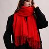 Korean Style Long Wool Scarf Thickened Winter Neckerchief Elegant Imitation Cashmere Scarf  Student