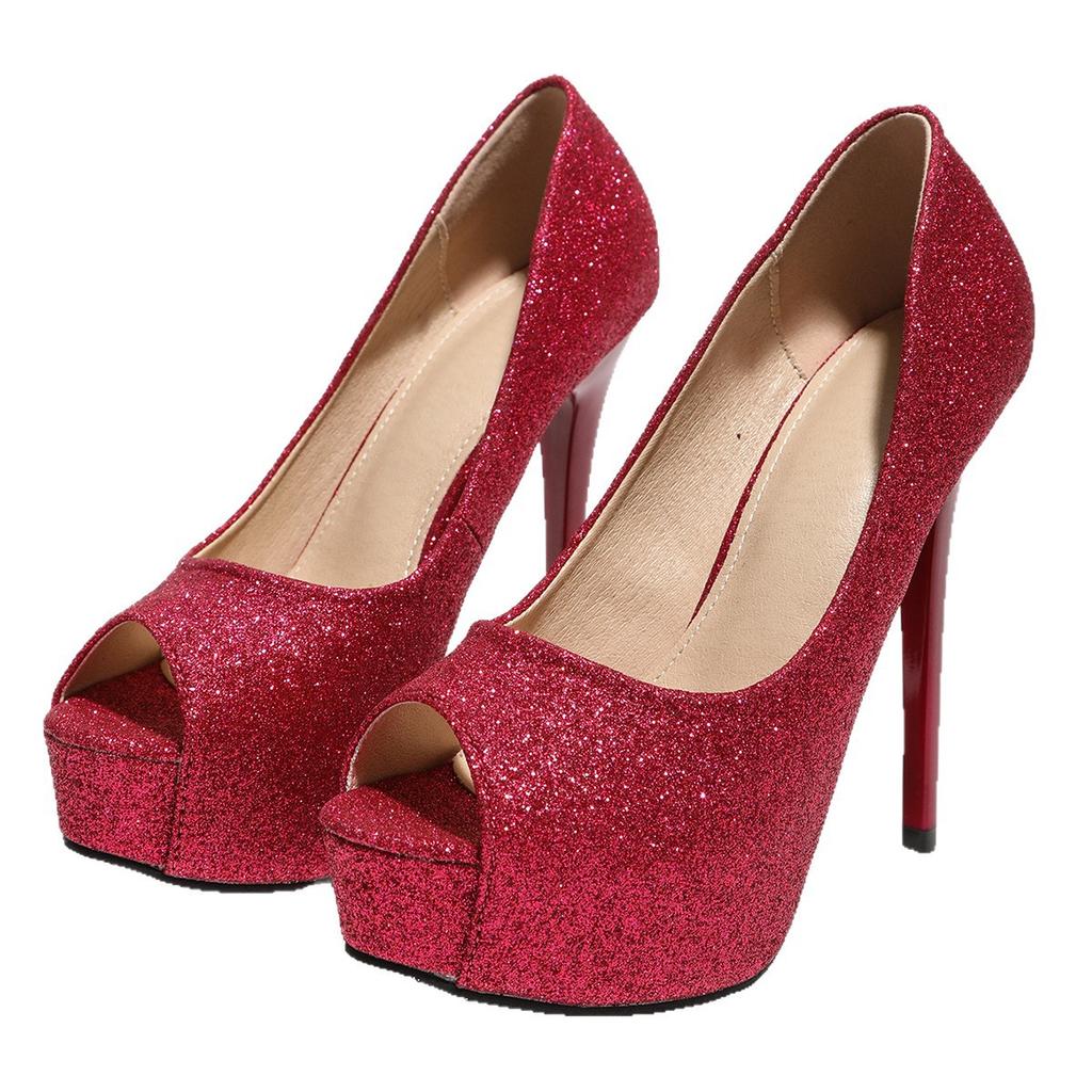 Весна и лето новые туфли на высоком каблуке с пайетками и блестками, водонепроницаемая платформа, свадебные туфли, сценический наряд, подиум, ночной клуб