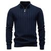 2025 Autumn and Winter New Striped Jacquard Men's Plus Size Sweater, Half Zipper Stand Up Collar Business Sweater