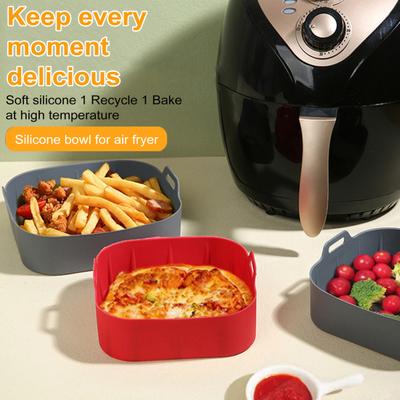 Силиконовые вкладыши для противней с ручками для аэрофритюрницы Пищевой силиконовый вкладыш для духовки Антипригарное покрытие Многоразовые аксессуары для аэрофритюрниц объемом 4–6 кварт