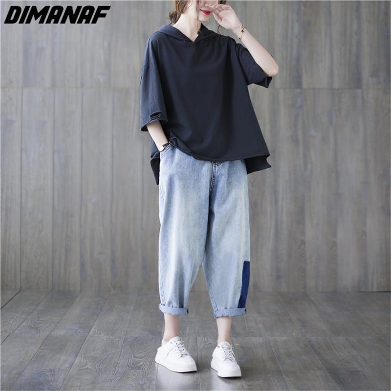 DIMANAF 2023 летние женские футболки больших размеров, однотонные топы с принтом, футболки-туники, свободная хлопковая рубашка оверсайз, повседневная фиолетовая одежда