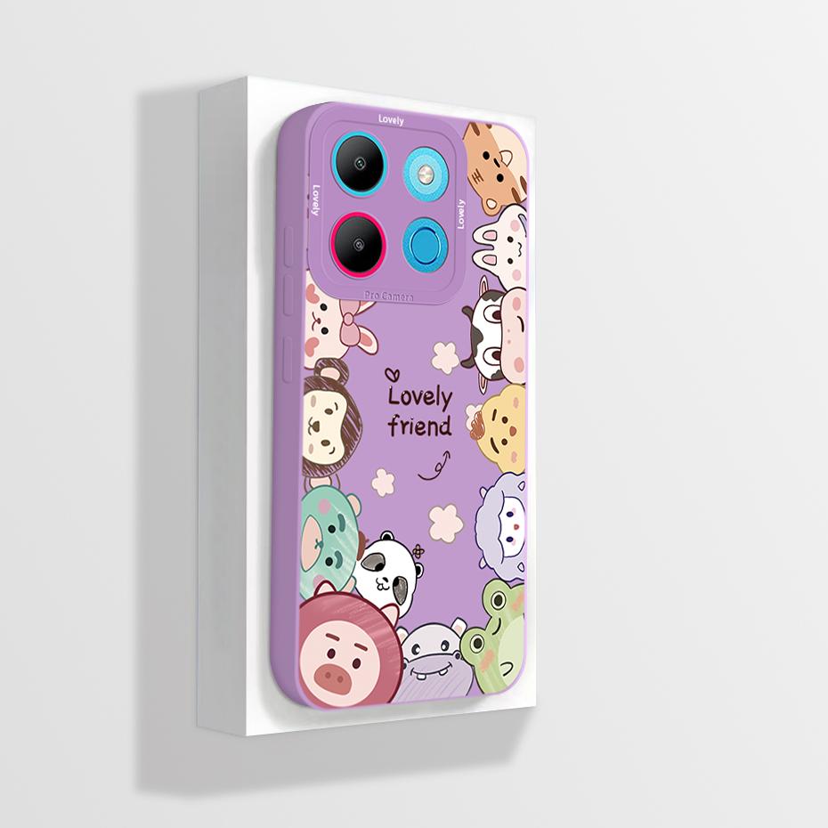 For Infinix Smart 7 Case Infinix Smart 7 HD Phone Case X6515 X6516 Cute Panda Cartoon Camera Protection Matte Soft Bumper Cover