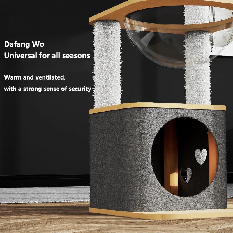 Новая Когтеточка-Игровой Комплекс Роскошная Космическая Капсула Большая Кошачья Вилла Четыре Сезона Кошачьи Игрушки Универсальная Игра Сон Все-в-одном Товары для Животных