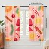 2pcs,2D plane printing Minimalist Curtains Christmas Bows Candy Cane Ornaments (2) Versatile 100% Polyester (without rod)