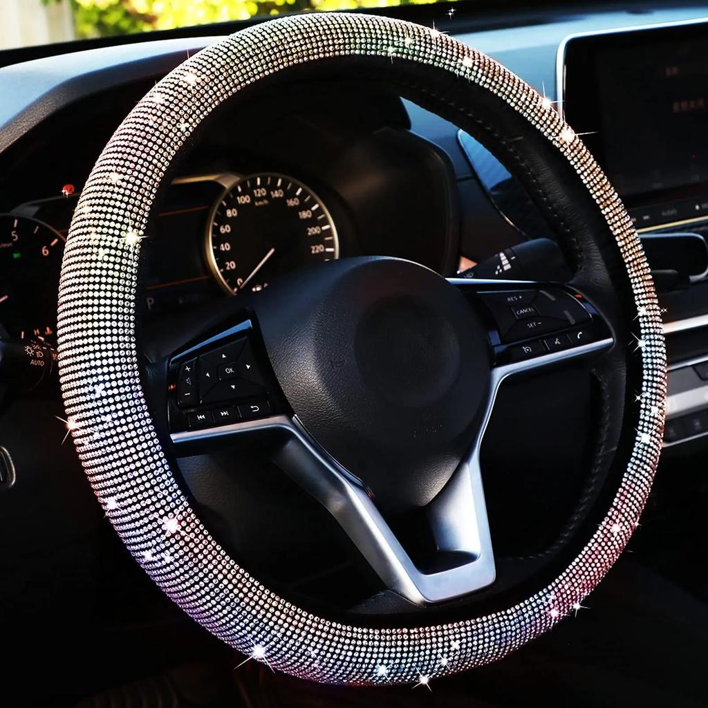 Чехол на руль автомобиля Bling с кристально-бриллиантовыми сверкающими стразами для внедорожника, защитный чехол на руль, украшение для автомобиля