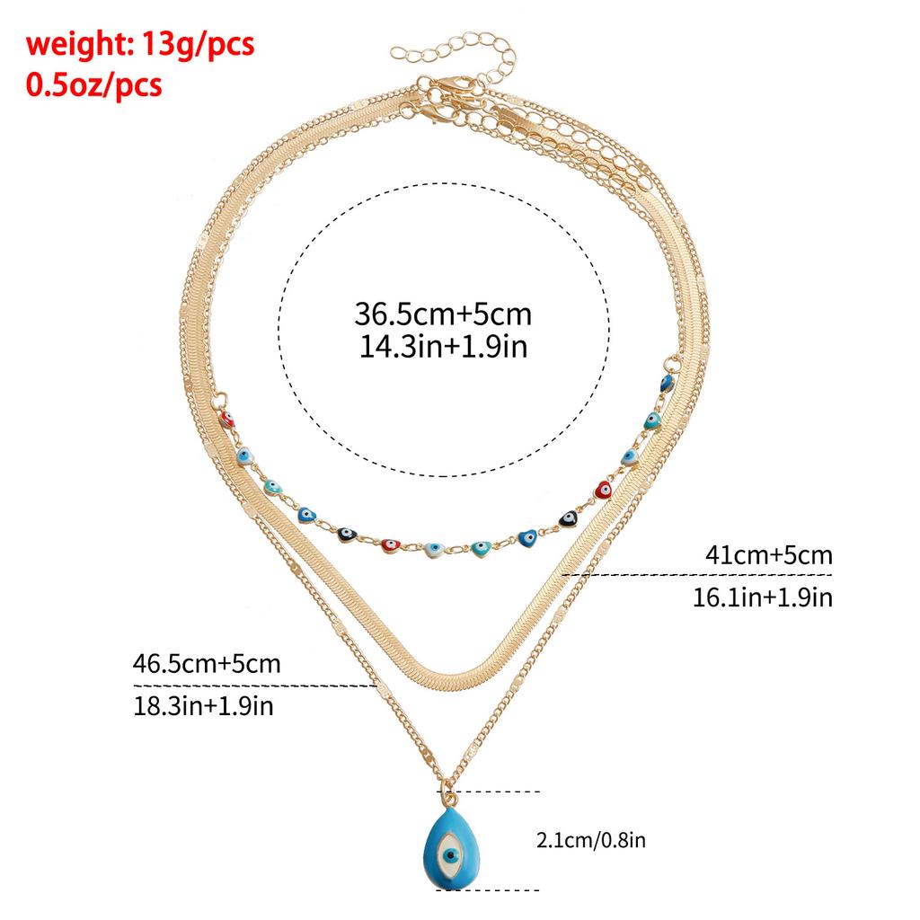 Украшенное ретро-цветным капающим маслом ожерельем в виде змеи в виде глаза дьявола на ключице, тонкой цепочкой в гавайском стиле, многослойное ожерелье