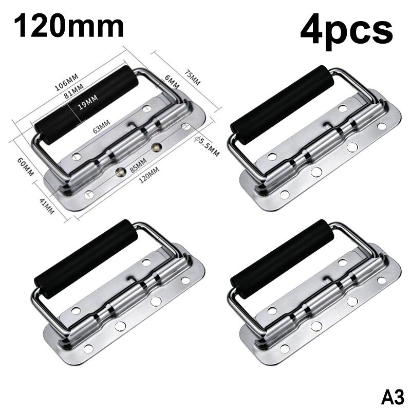 Metal Speaker Box Handle Easy Mount Black Spring Rubber Grip 4Pcs for Heavy Transport Flight Cases