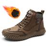 Классические зимние мужские ботинки из натуральной кожи, плюшевые теплые мужские зимние сапоги, непромокаемые уличные мужские рабочие ботинки в римском стиле, мужские мотоциклетные ботинки