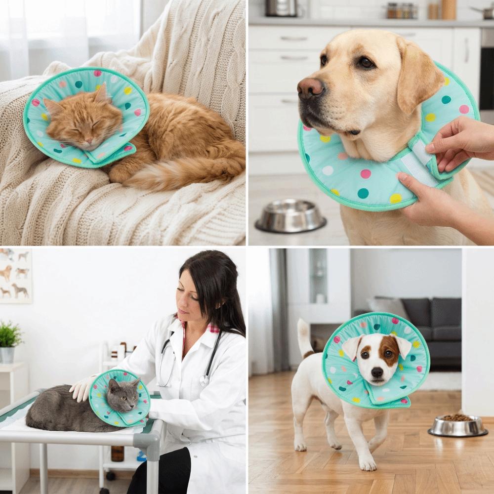 Flexible Frame Soft Protective Ring Polka Dot Pet Recovery Wrap Daily Restriction