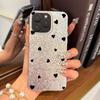Чехол для iphone Air 11 17 Pro XS Max 16 Plus 18 Pro Max 15 12 14 13 XR Серебристый Блеск Трескающийся Фон Черное Сердце