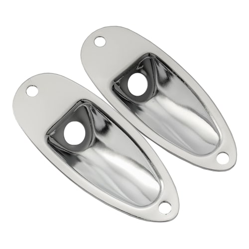 Musiclily Basic Boat-Shaped Strat Jack Plate for Strat Electric Guitar, Chrome (Pack of 2)