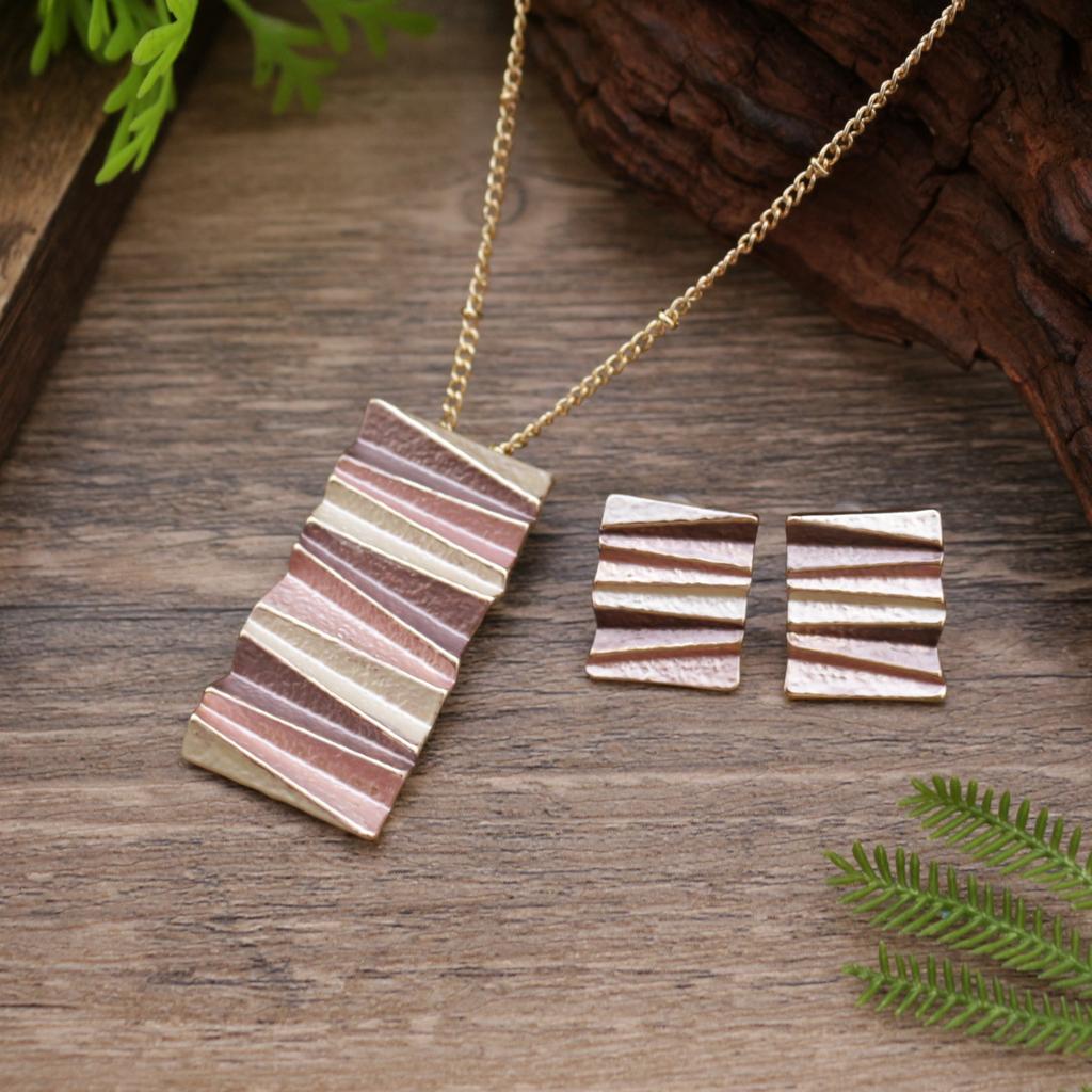 Luxury new enamel color folding square geometric stud earrings pendant set, women's exaggerated irregular necklace