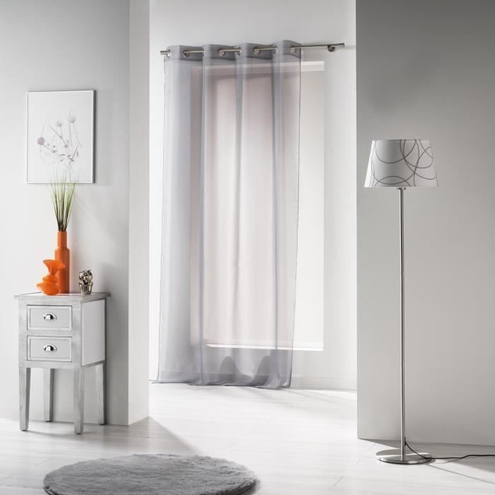 Voilage À Œillets GRIS - DOUCEUR D'INTERIEUR - Uni - 140 X 240 Cm