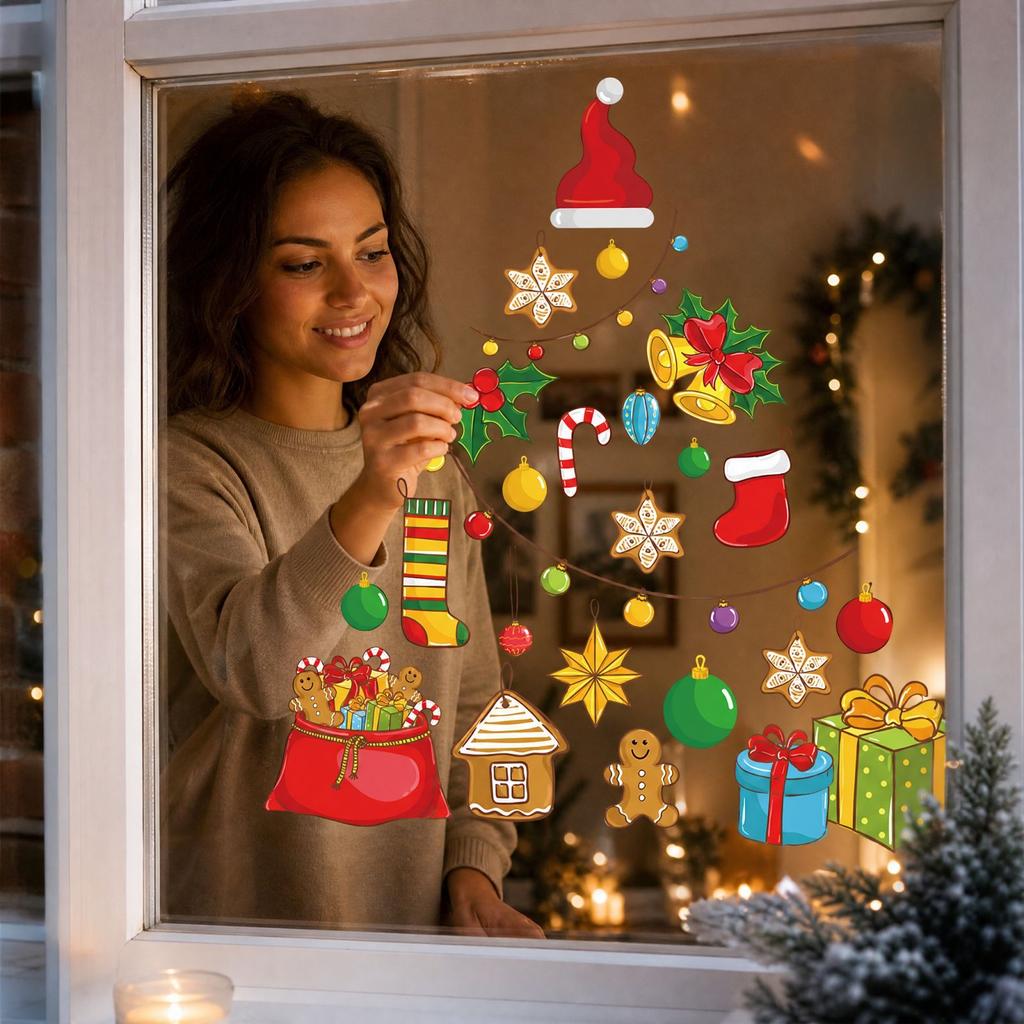 Christmas Window Clings, Electrostatic Glass Decals for Festive Holiday Decorations