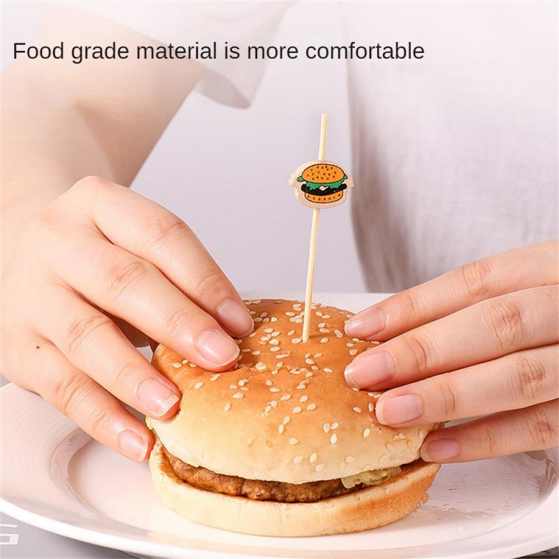 Украшение для гамбургера бамбуковая палочка одноразовая фруктовая палочка шпажки для закусок фуршетная вечеринка бамбуковые палочки для еды декор для сэндвичей