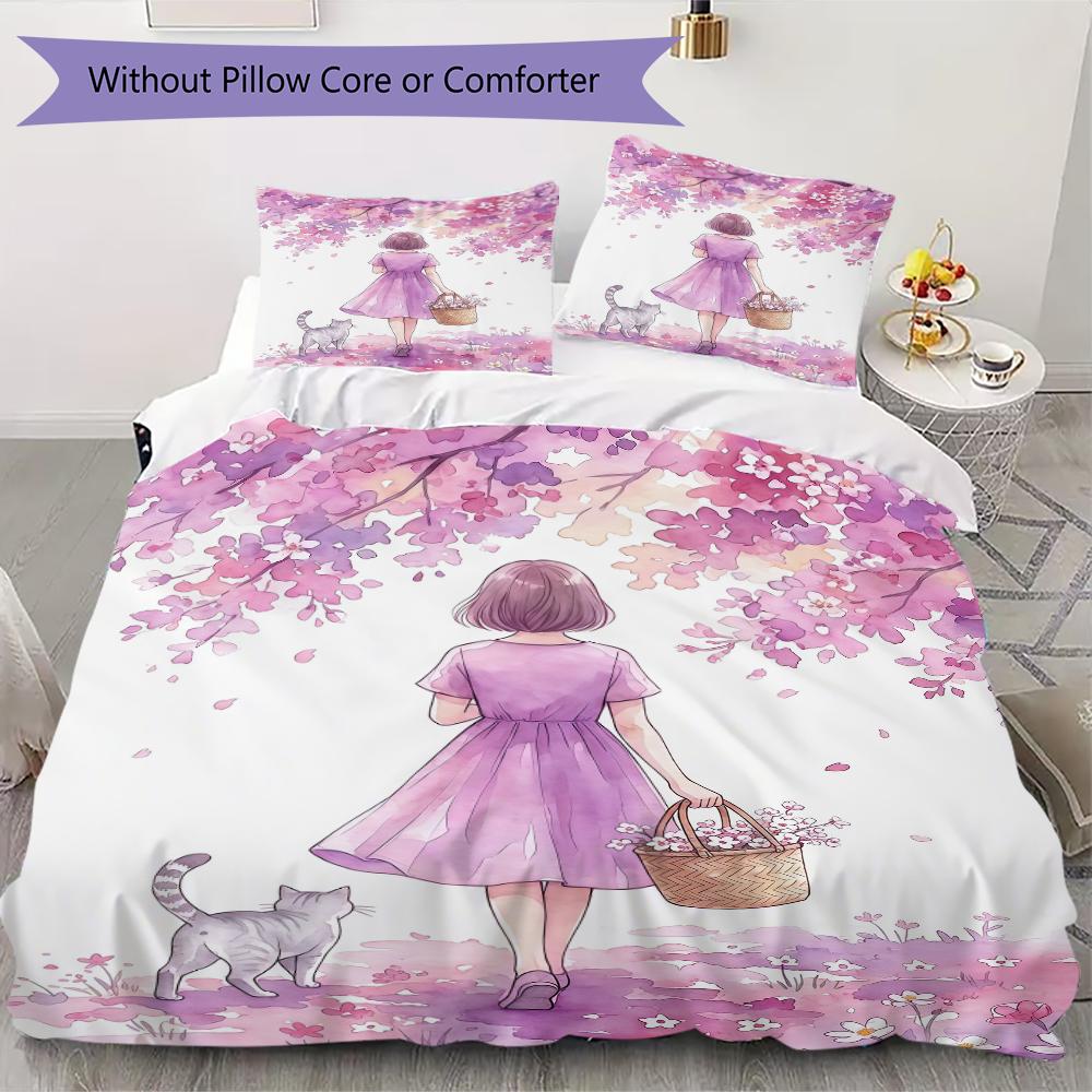Watercolor style Pattern Bedding uilt Set uilt Cover Pillowcase Home Decoration Birthday Gift (1 * duvet cover + 2 * pillowcase without core)