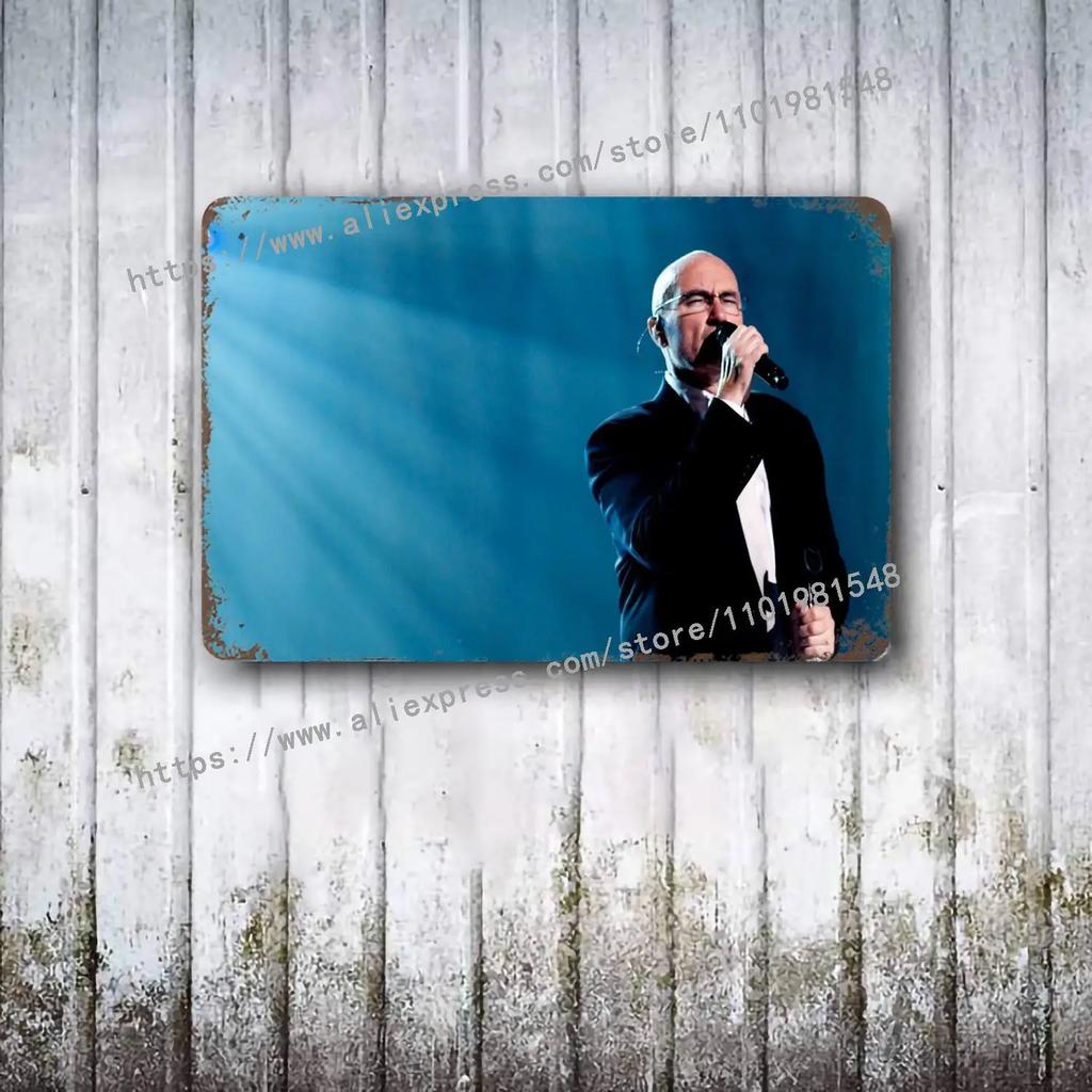 Фил Коллинз Барабанщик металлический Декор Постер Винтажная Жестяная Табличка Металлическая Табличка Декоративная Табличка для Паба Бара Мужской Пещеры Клуба Настенное Украшение