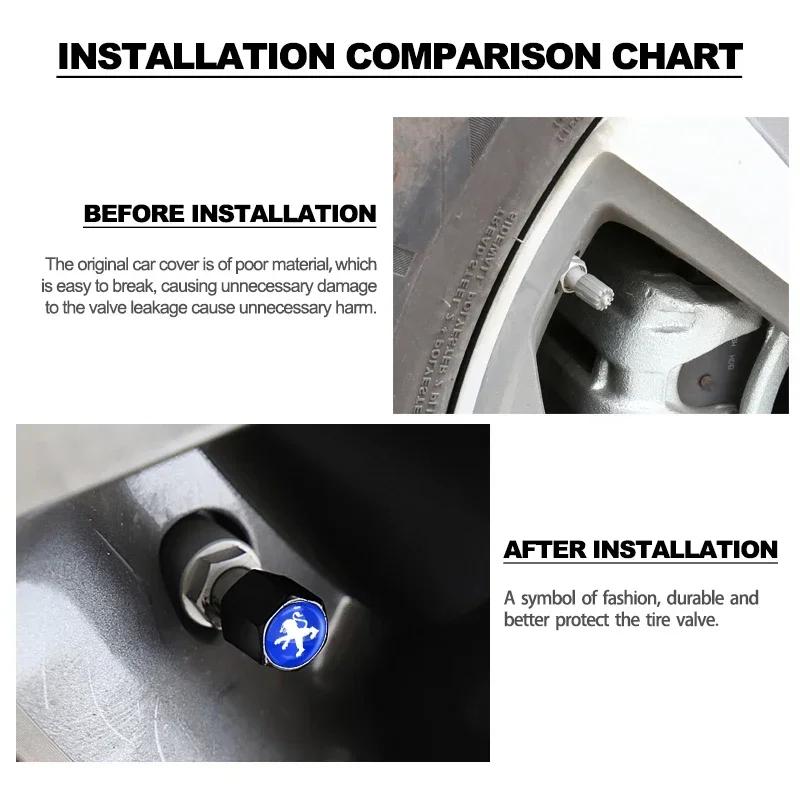 Car Sticker Car Keychain Tire Valve Cap Car Styling Accessories For Peugeot 206 307 308 3008 207 208 407 508 2008 5008 107 106 2