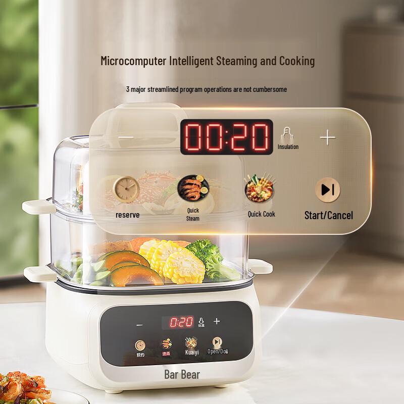 Bear Compact Multifunctional Electric Steamer with Timer CN plug (adapter included)