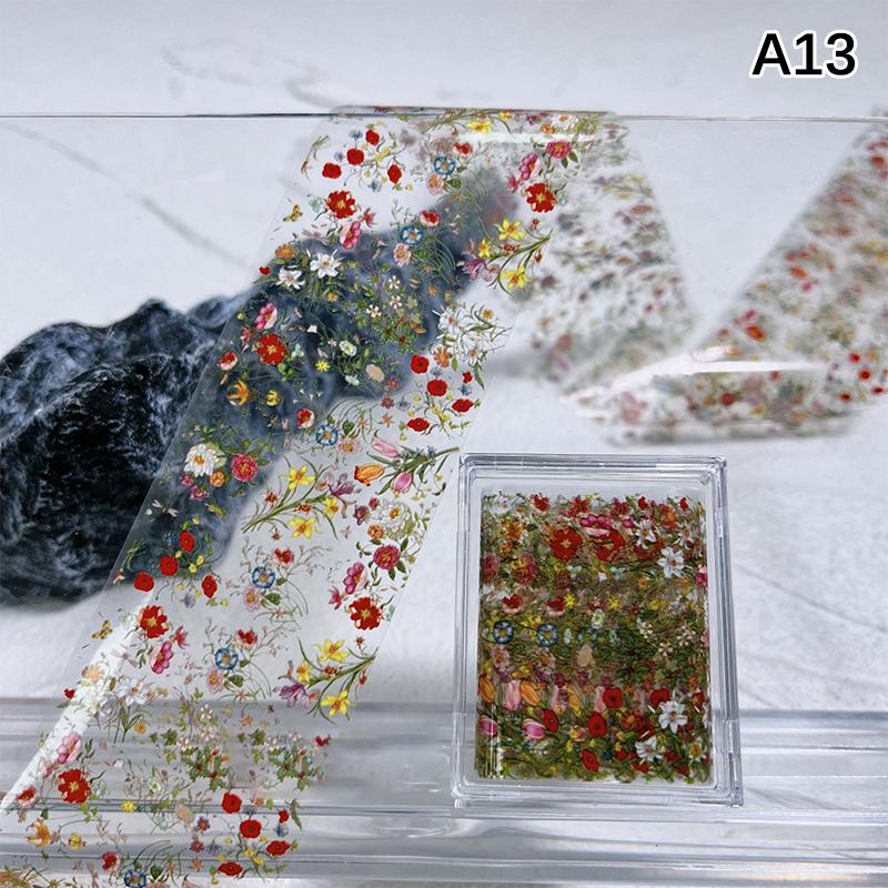 1Pcs 100cm Flower Rose Nail Transfer Foils Sticker Paper Floral Nail Wraps Tulip Nail Art Stickers Decals Nail Art Decorations