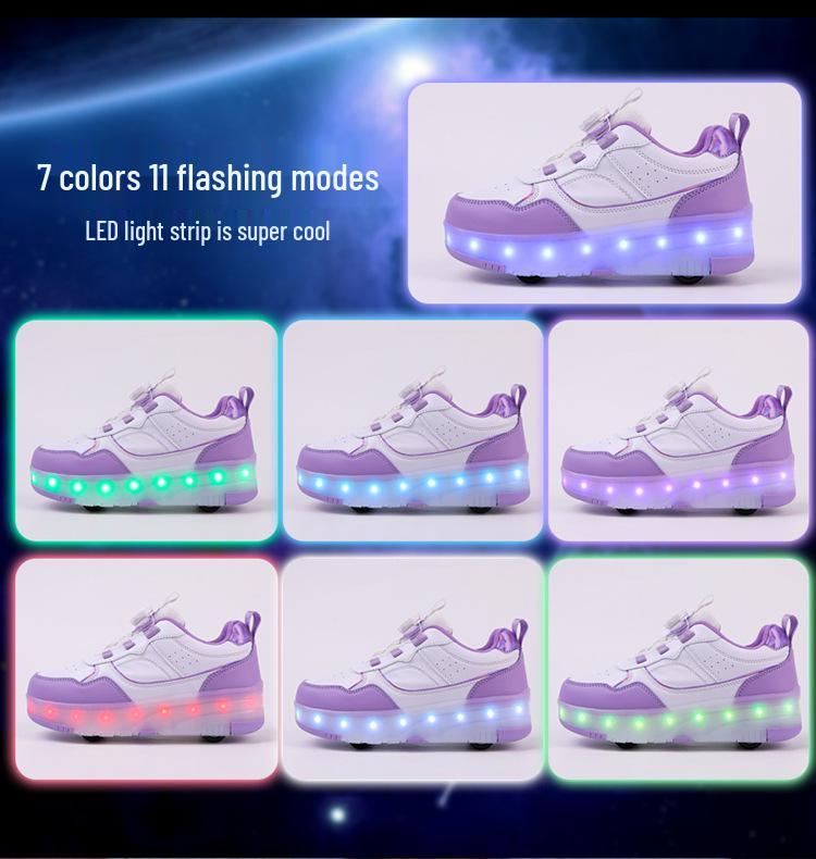 Перезаряжаемые светодиодные роликовые коньки для детей с четырьмя колесами