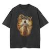 Streetwear God Graphic T-Shirt Cotton Washed Black Tshirt Unisex Tops Tees Summer Short Sleeves T Shirt