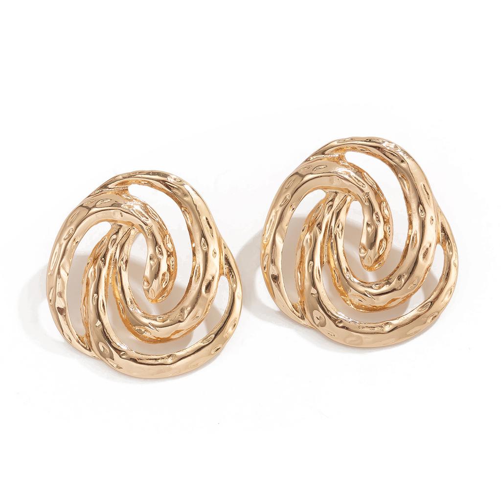 Vintage Design Geometric Spiral Conch Earrings for Women Gold Color Hollow Round Piercing Drop Earrings Ladies Jewelry Gfits