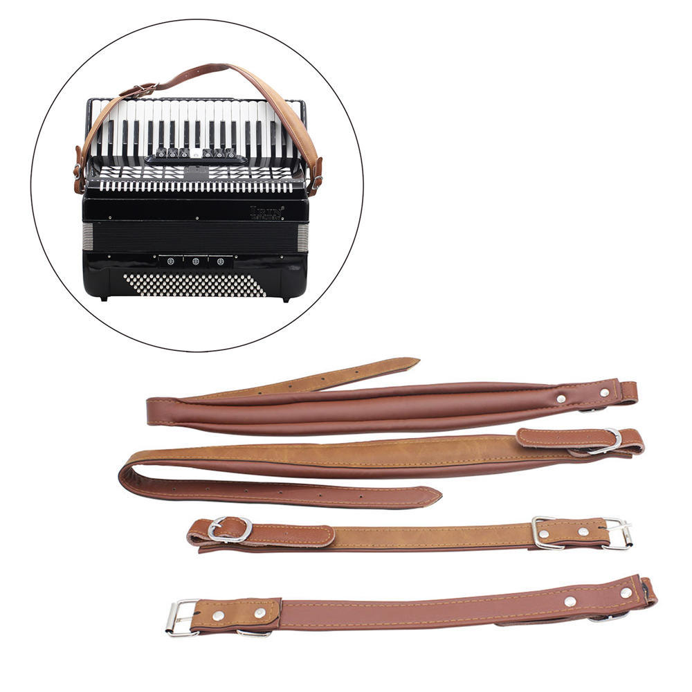 1 Pair Adjustable Synthetic Leather Accordion Shoulder Straps for 16-120 Bass Accordions