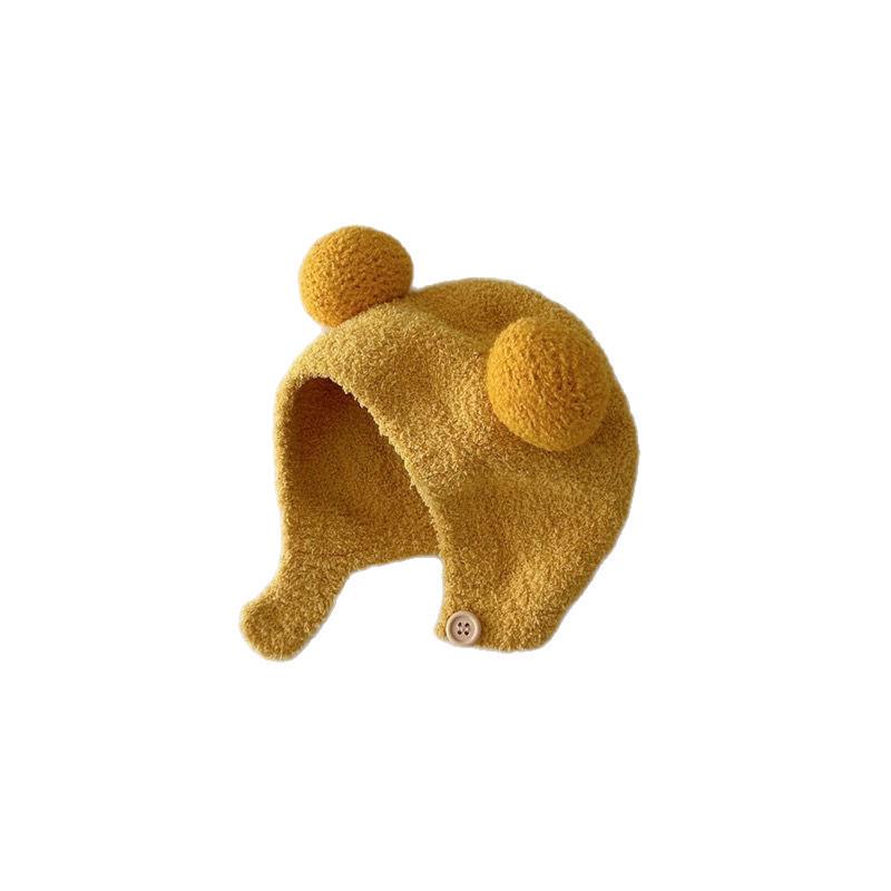 Скидка для новичков: Детская осенне-зимняя теплая плюшевая вязаная шапка с защитой ушей