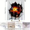 1Pc Galaxy Shower Curtain - Solar System Bathroom Decor With Planet Tear-Away Effect, Extra Long 70X70 Inches, High Quality