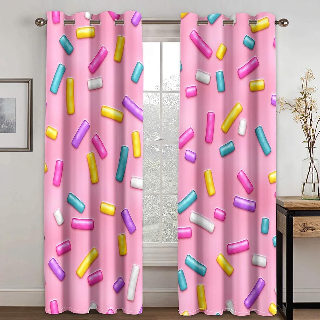 Модный десерт мороженое леденец пончик высокая затемняющая штора для девочек спальня гостиная отель студия окно 2панельный солнцезащитный козырек