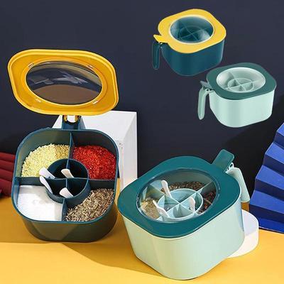Банка для специй, коробка для приправ с ложкой, несколько отделений, контейнер для соли, перца, приправ, банки, кастрюли, кухонные аксессуары
