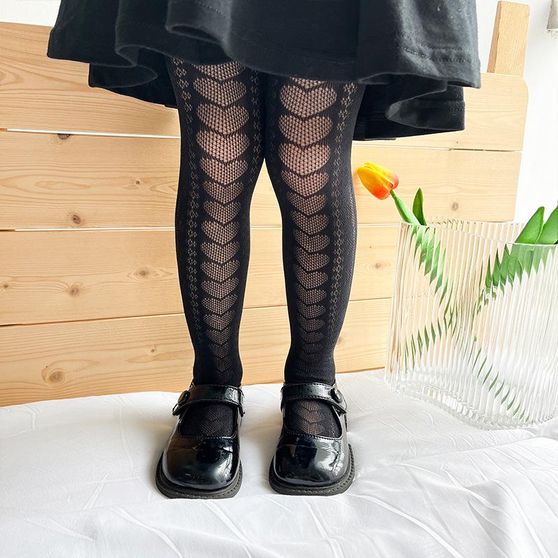 Детские колготки для девочек Ins, однотонные однотонные колготки с сердечком и пшеничным узором для маленьких девочек, весенне-летние тонкие сетчатые колготки для малышей