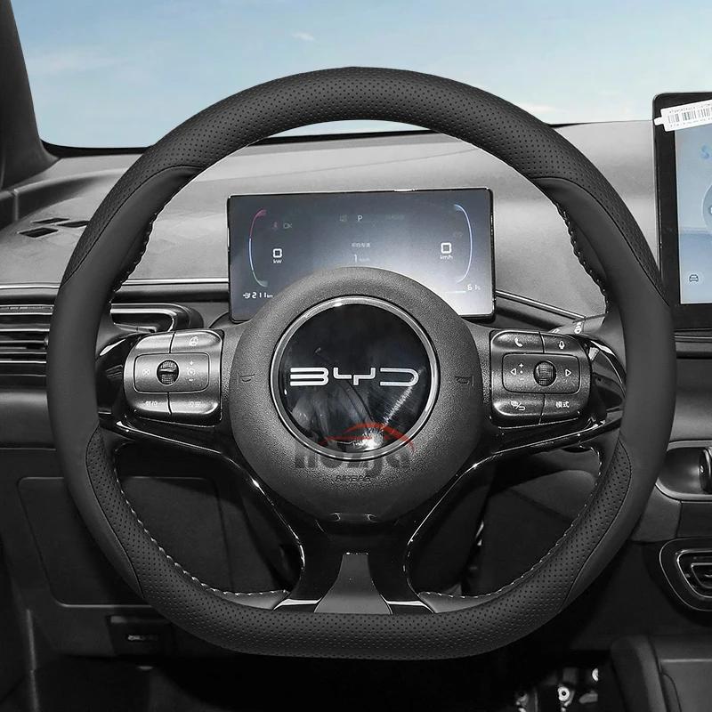 Кожаный чехол на руль автомобиля для BYD Atto 3 Yuan Plus TANG Song plus 2022 2023 2024 2025 Не требует шитья Ручные аксессуары