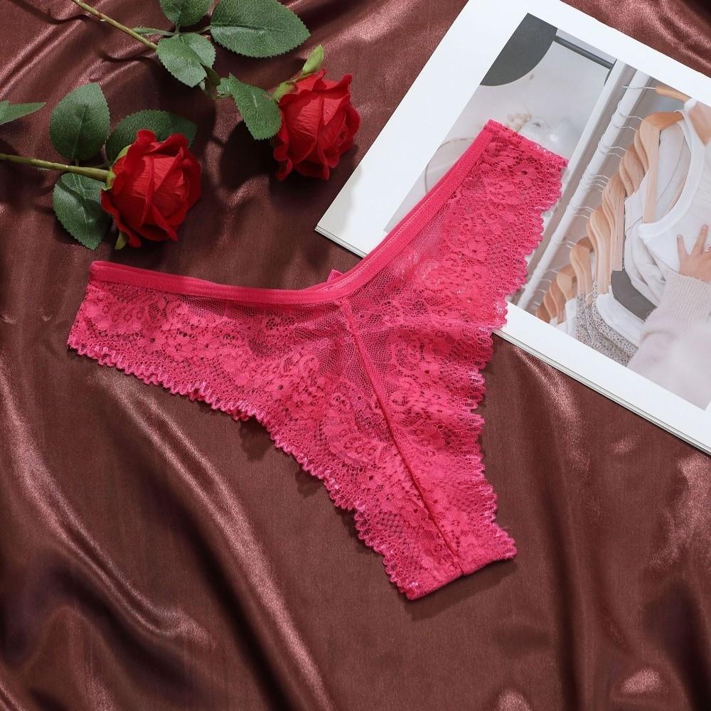 Traceless Lace Thong Panties Low Waist Floral Underpants Women Lace Flower Briefs Intimate Apparel