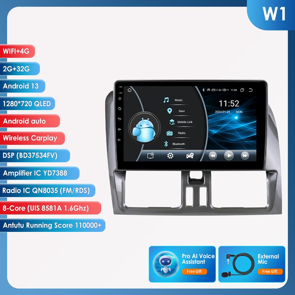 OSSURET 9" Carplay 4G BT 2din Android 13 автомобильный радиоприемник мультимедиа видеоплеер GPS навигация для Volvo XC60 2008-2017 головное устройство интеллектуальный экран SWC